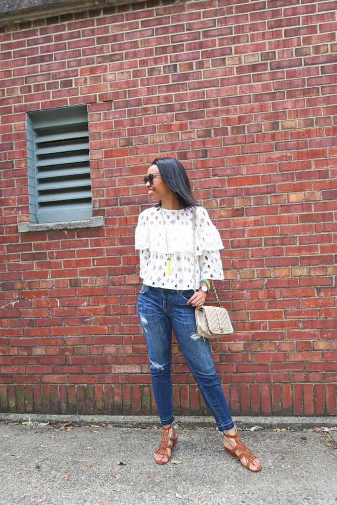 Anwen Lace Ruffle Top - Beige